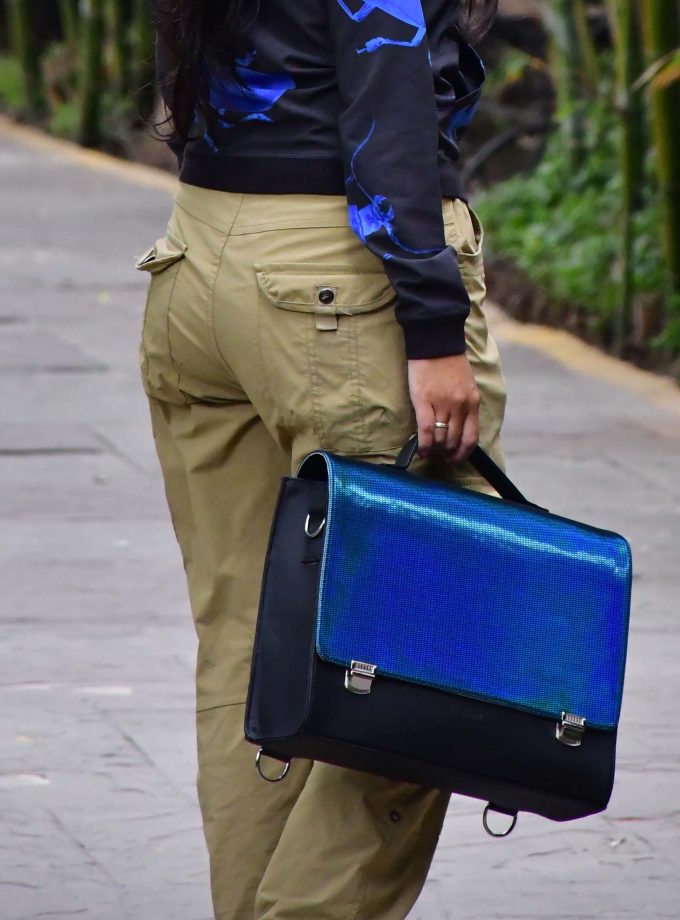 Maletín - Mochila L de Cactus Holográfico Azul