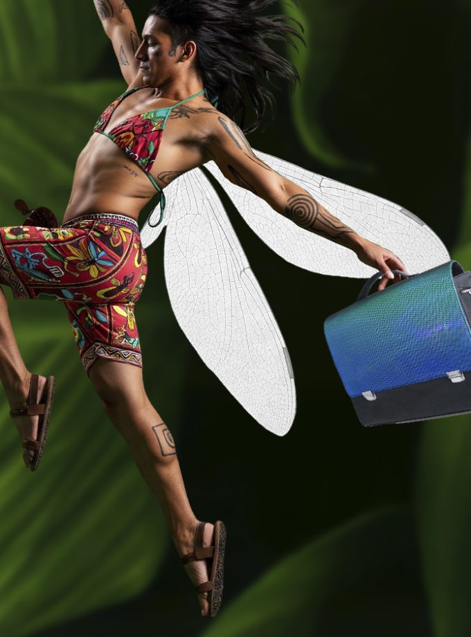 Maletín - Mochila L de Cactus Holográfico Azul