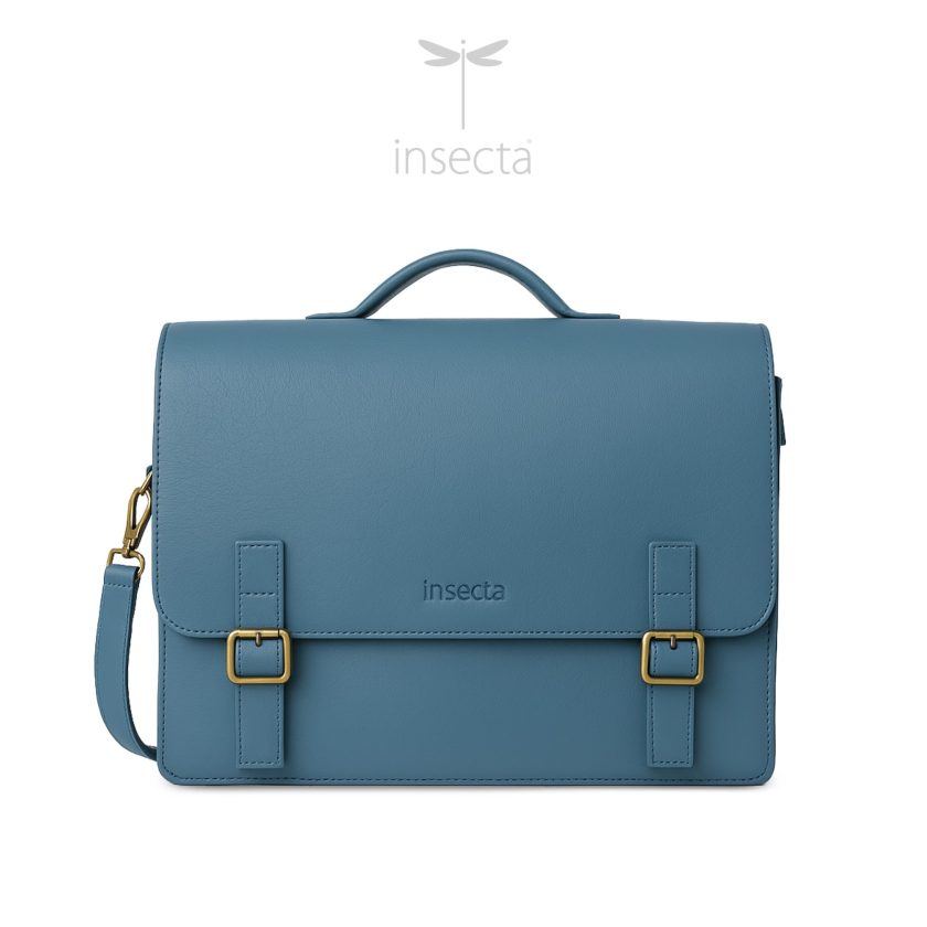 maletin vegano insecta azul