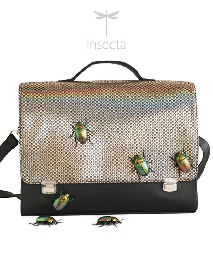 maletin dorado holografico insecta vegano