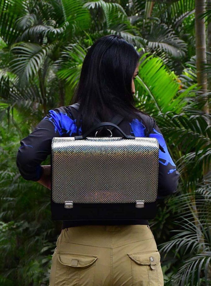 Maletín - Mochila L de Cactus Holográfico Dorado